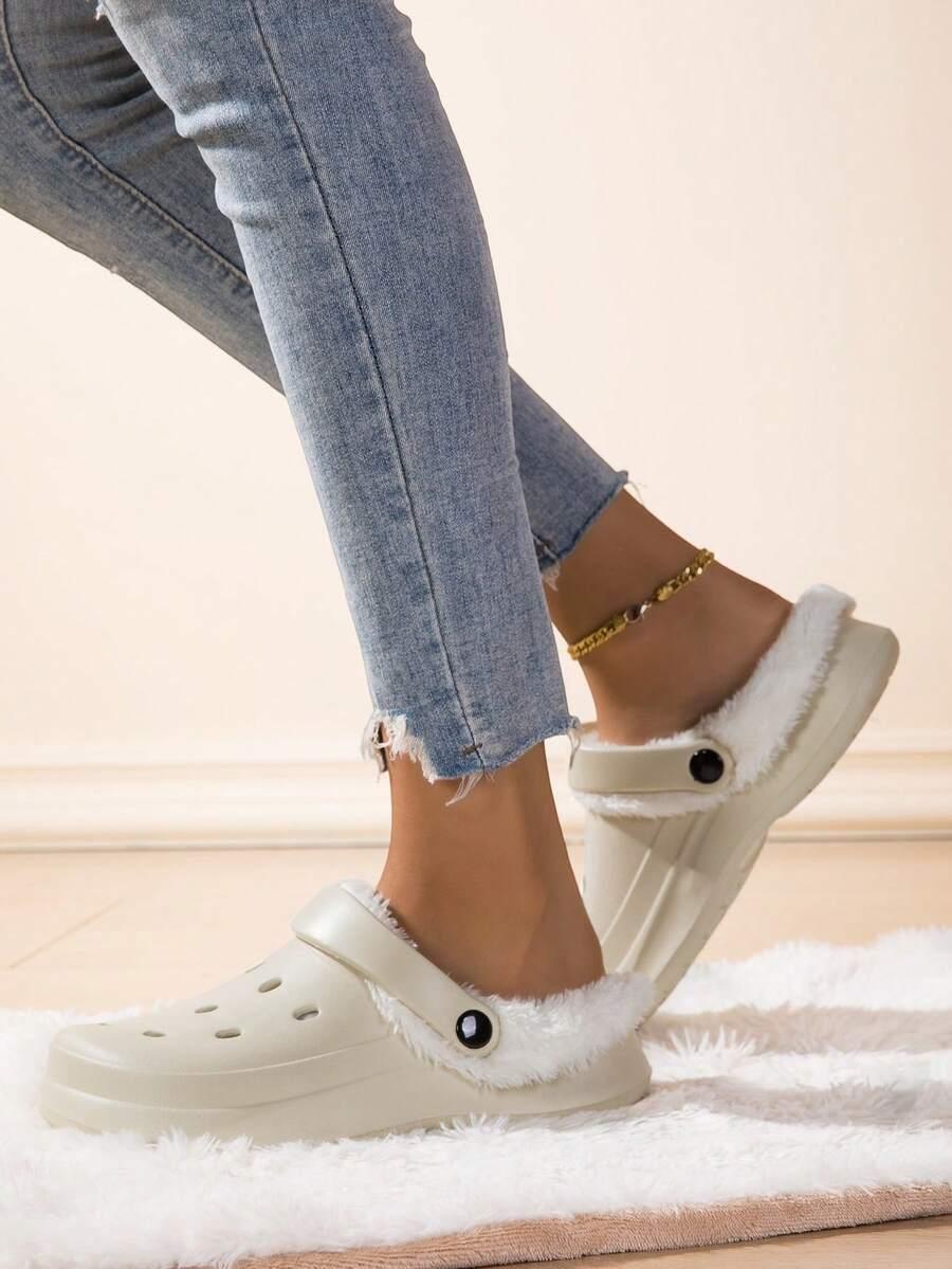 SHEIN BEŻOWE OCIEPLANE KLAPKI W01__48