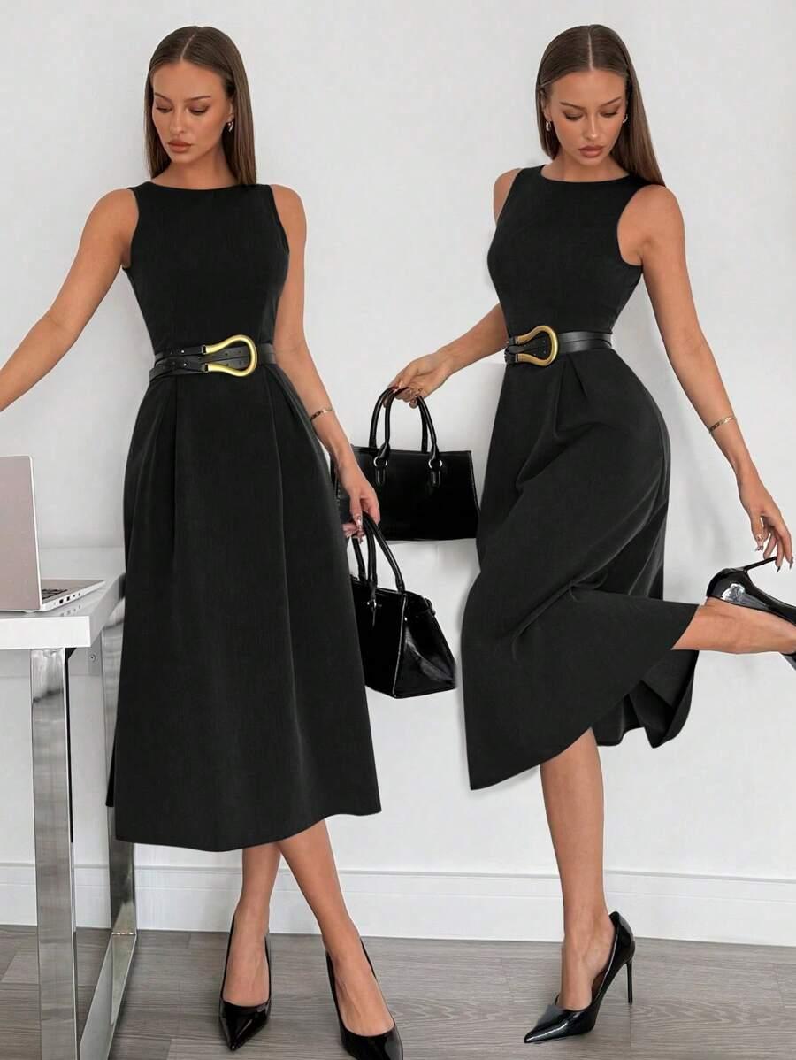SIREN GAZE CZARNA MIDI SUKIENKA S06__S