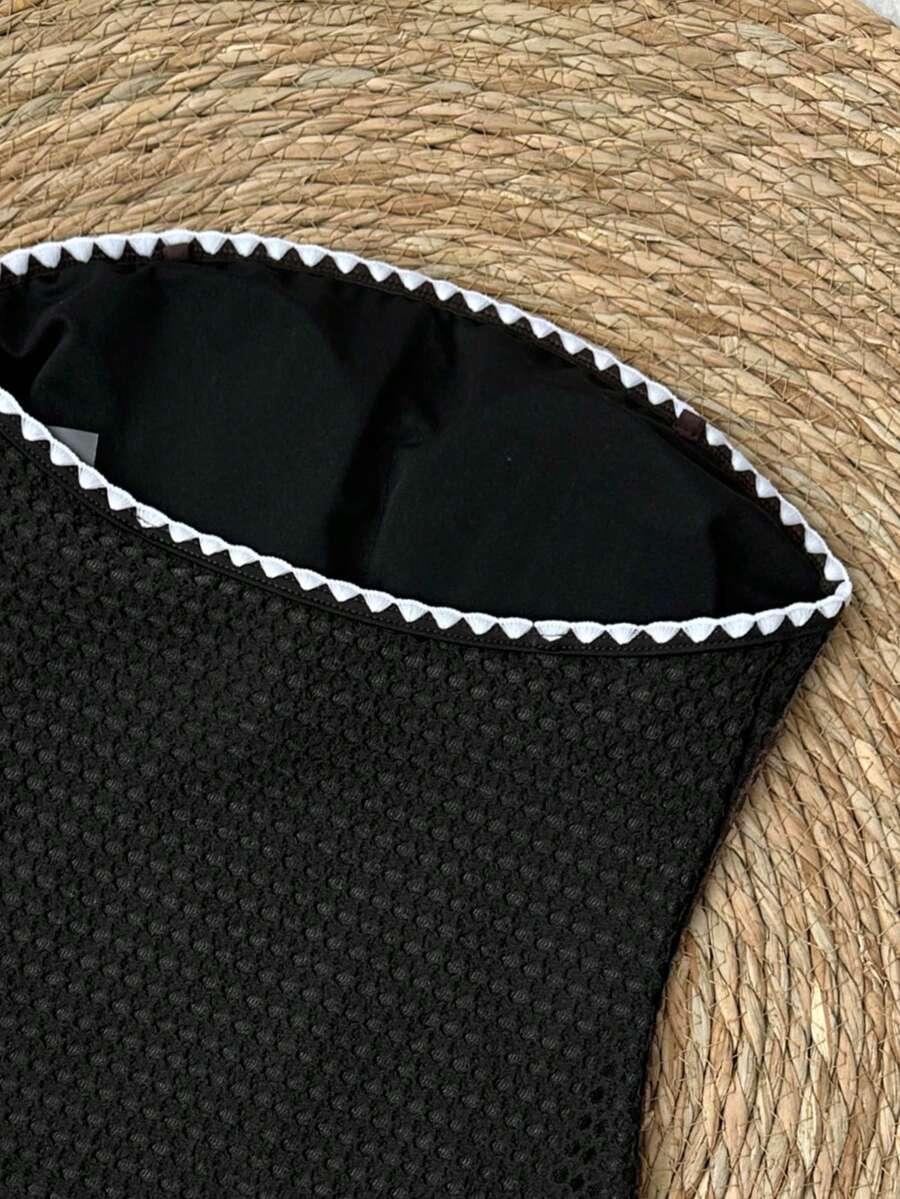 SHEIN CZARNY JEDNOCZĘŚCIOWY STRÓJ KĄPIELOWY S09__L