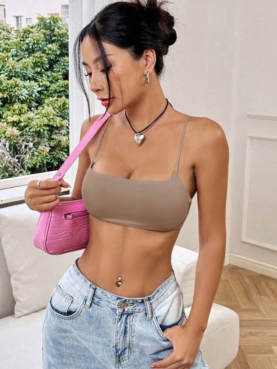 SHEIN BEŻOWY TOP NA RAMIĄCZKACH S06__S