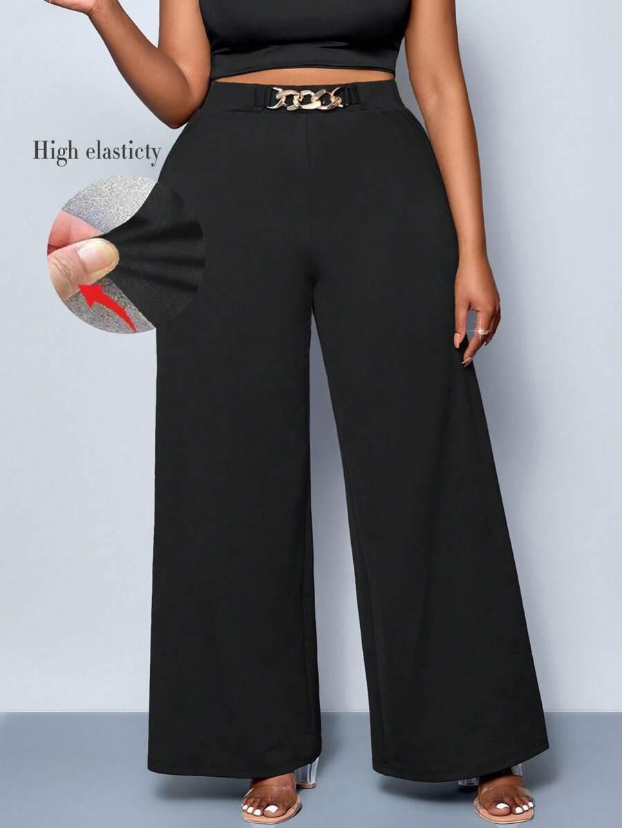 SHEIN CZARNE SPODNIE SZEROKIE NOGAWKI S06__48