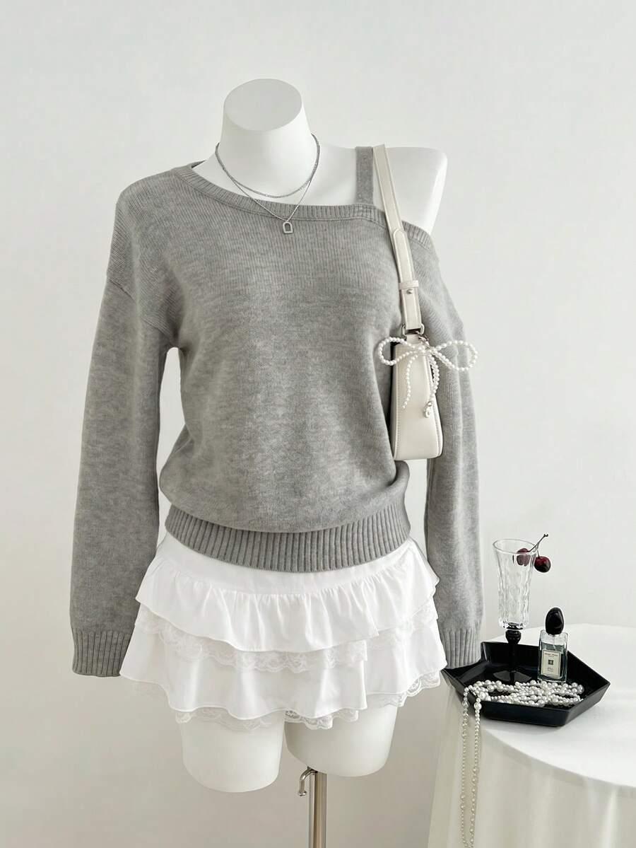 ELAMINI SZARY SWETER ASYMETRIA S06__S