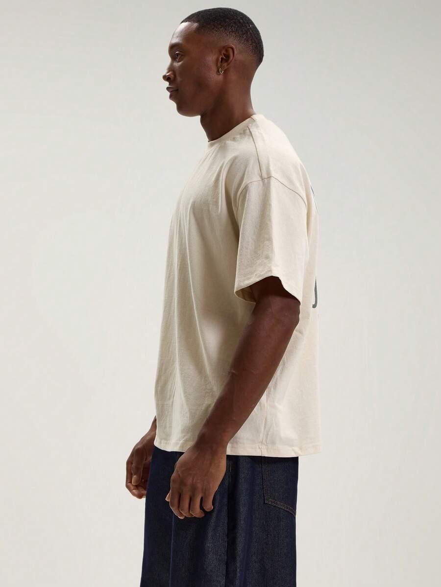 MUSERO BEŻOWY T-SHIRT NADRUK S06__M