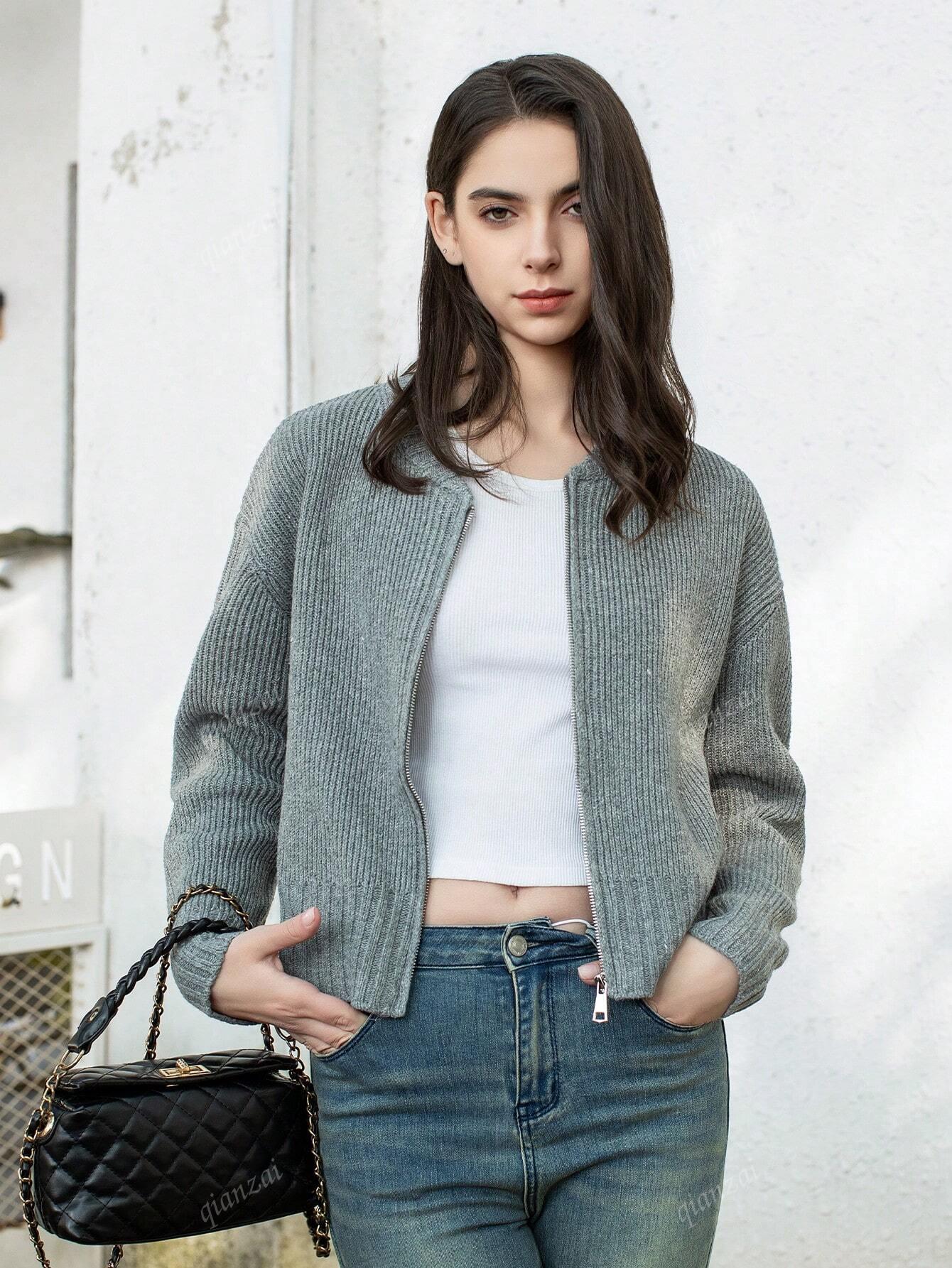 SHEIN SZARY SWETER ZAMEK S06__S