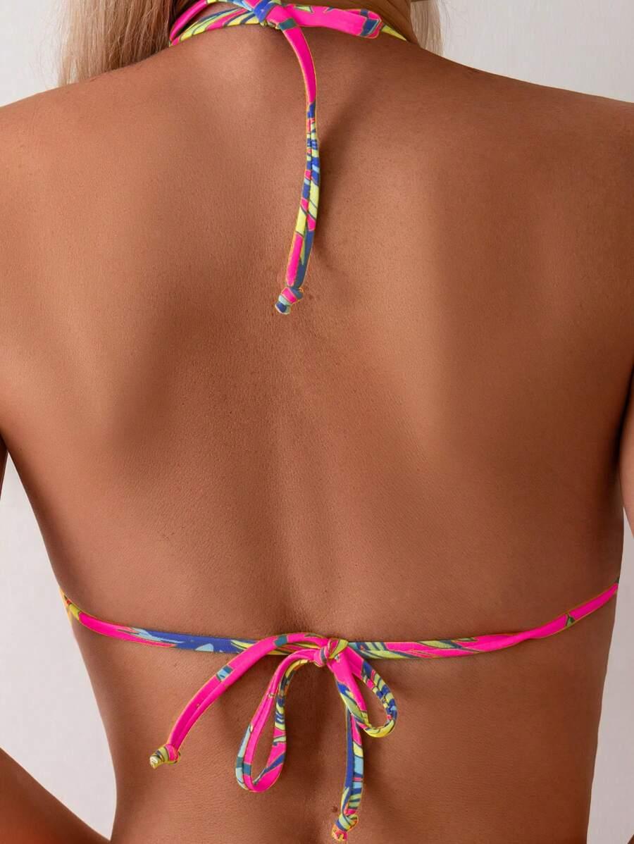 SHEIN DWUCZĘŚCIOWY STRÓJ KĄPIELOWY PRINT ROŚLINY S09__L