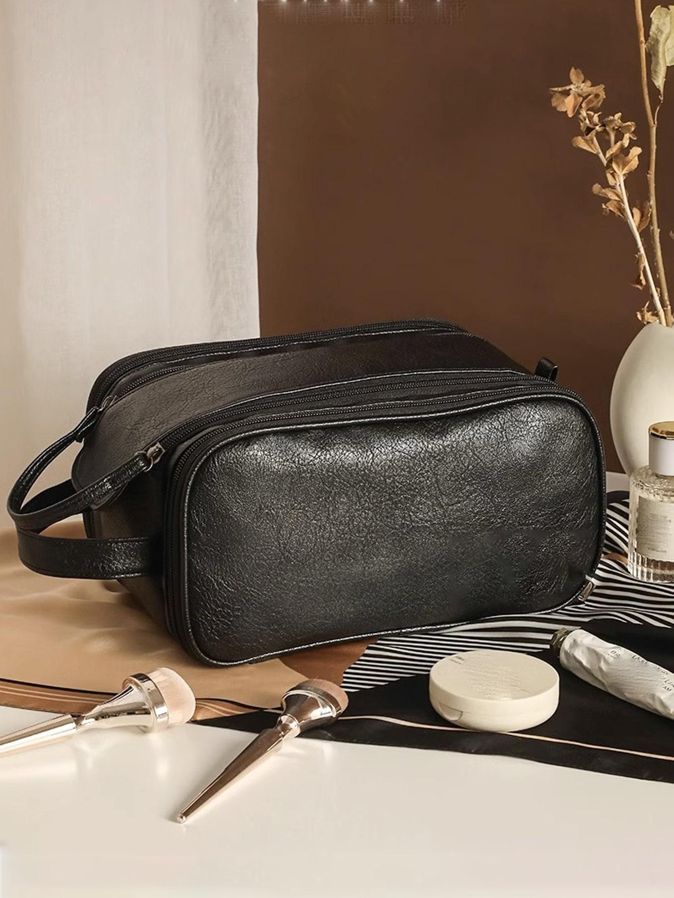 SHEIN CZARNA KOSMETYCZKA IMITACJA SKÓRY ZIP 15,5X16X30CM