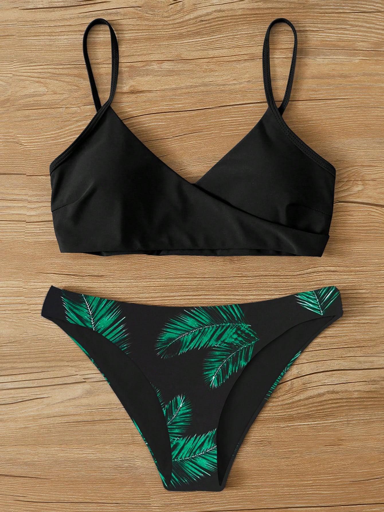 SHEIN DWUCZĘŚCIOWY STRÓJ KĄPIELOWY TROPICAL PRINT S09__XS