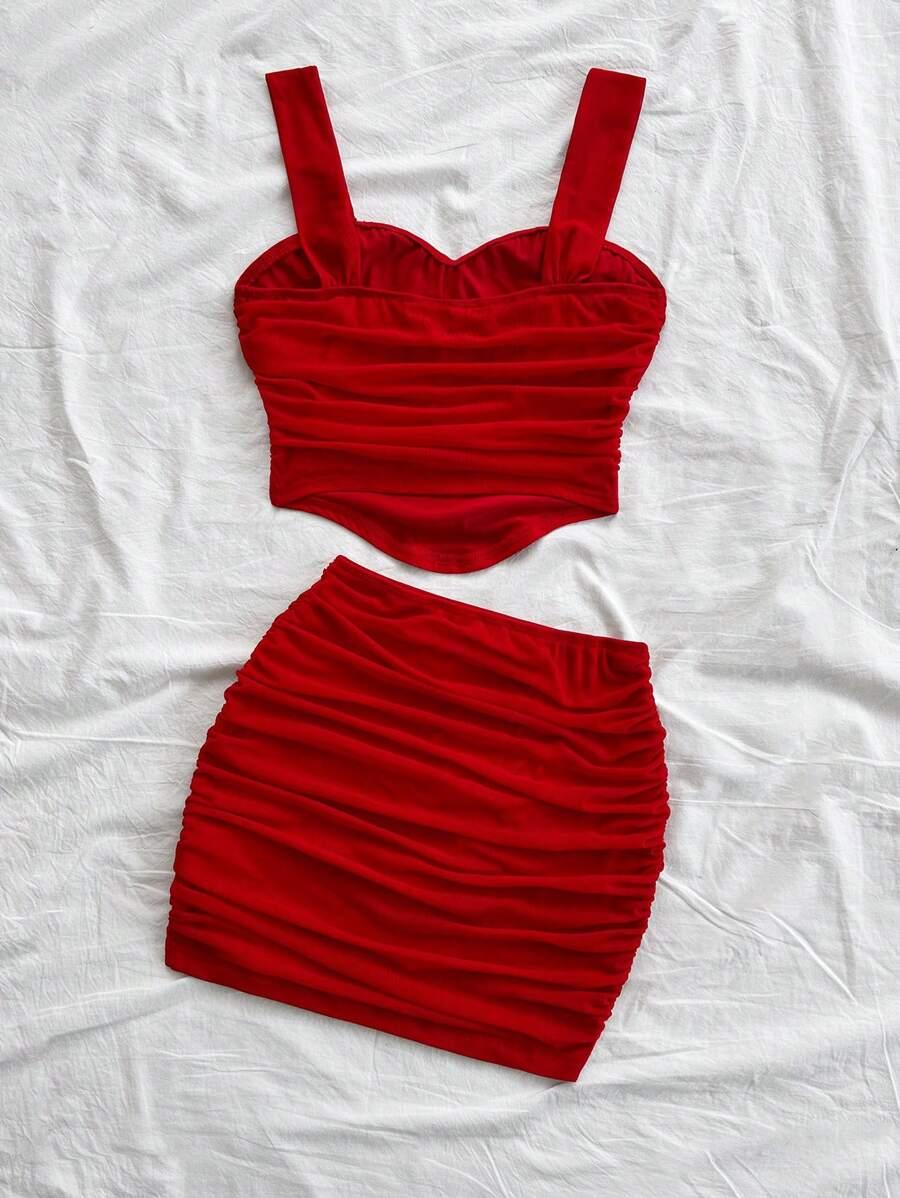 SOLEIA CZERWONA MINI SPÓDNICA S06__XS