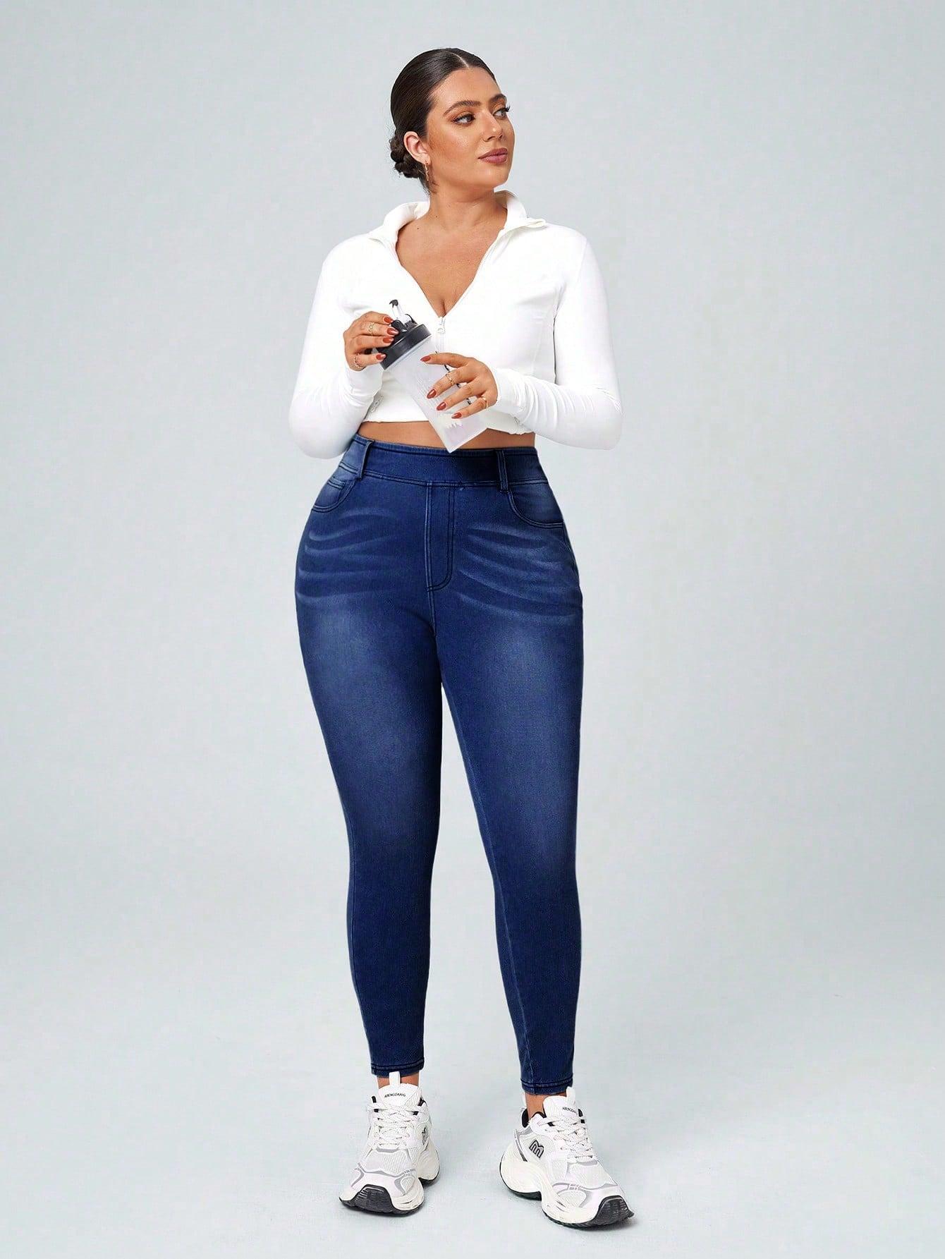 SHEIN NIEBIESKIE SPODNIE WYSOKI STAN S06__46