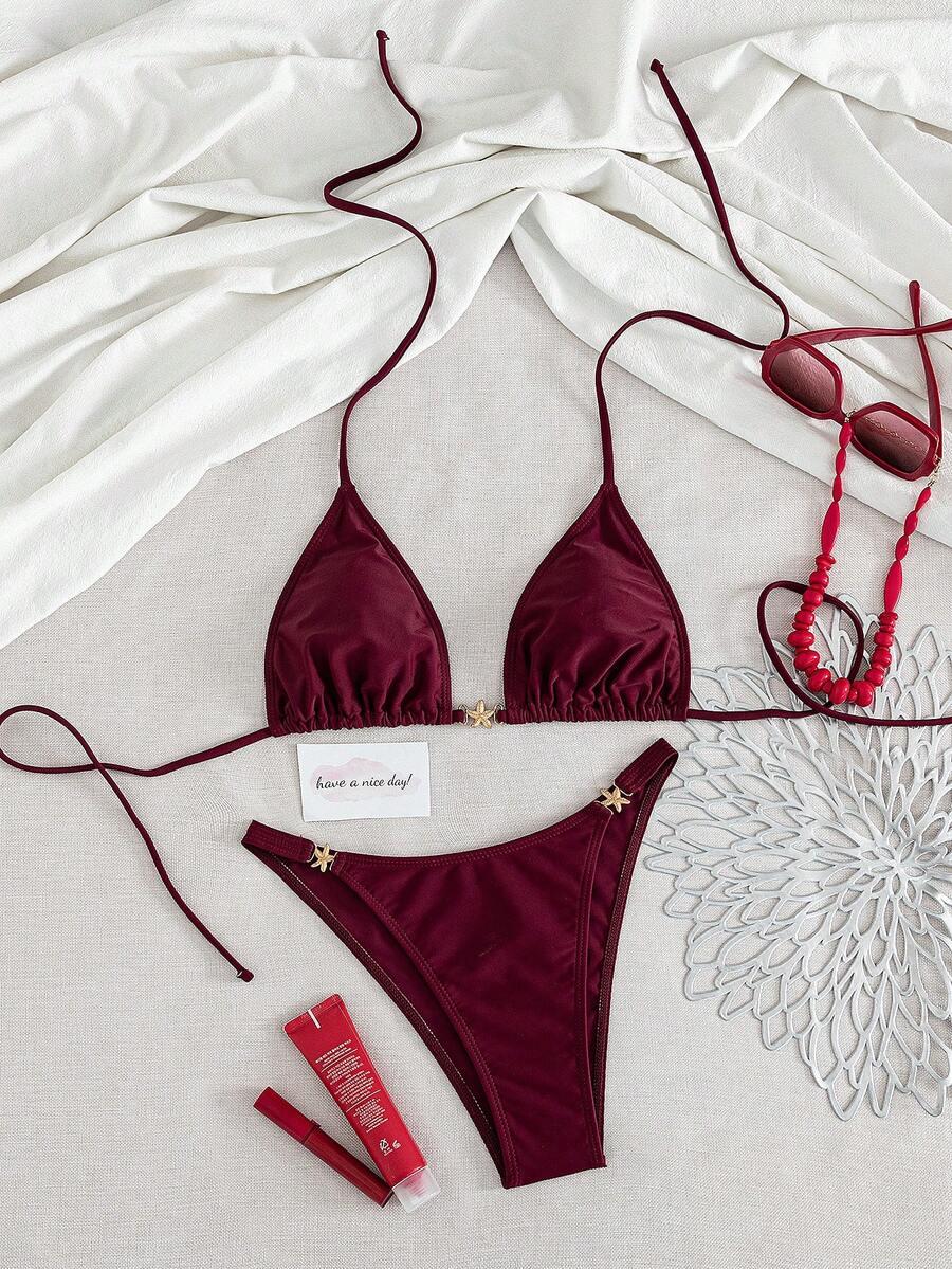 SHEIN BORDOWY DWUCZĘŚCIOWY STRÓJ KĄPIELOWY S09__M