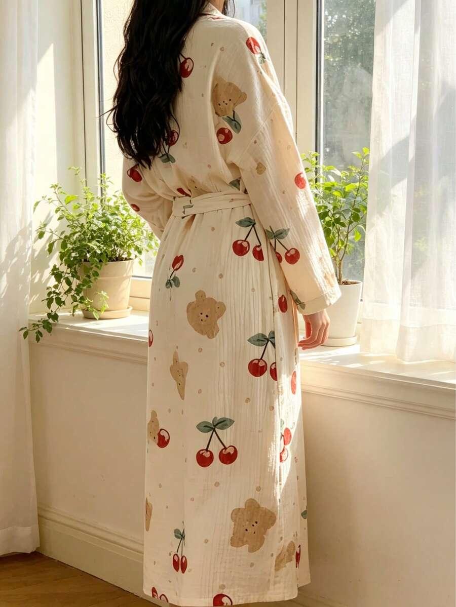 SHEIN SZLAFROK WZÓR OWOCE S06__XL