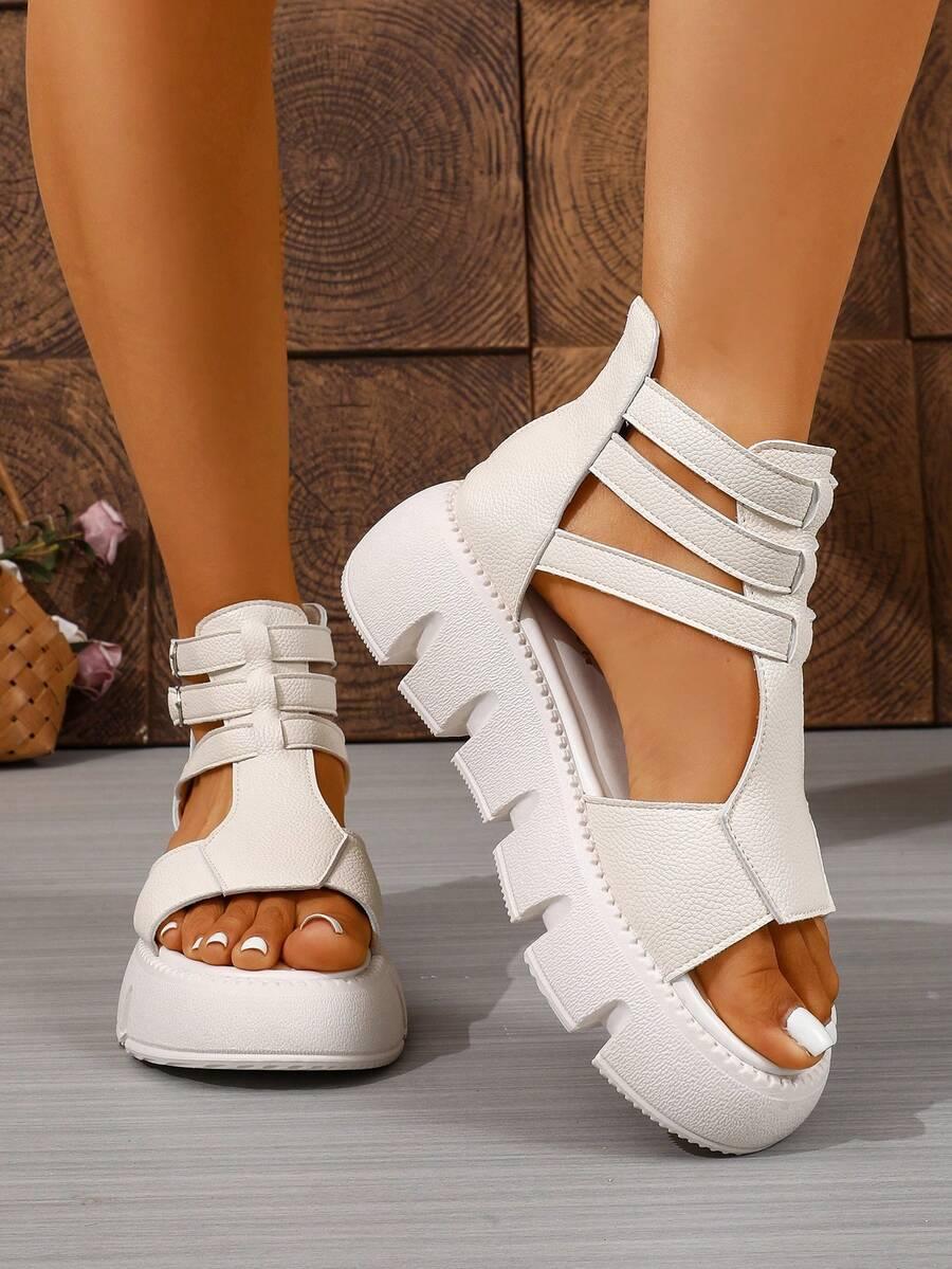 SHEIN BIAŁE SANDAŁY ZDOBIENIE S06__40,5
