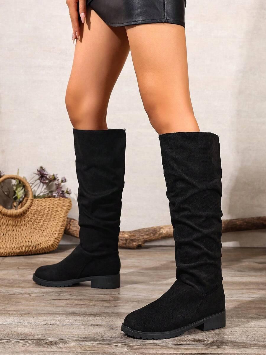 SHEIN CZARNE KOZAKI IMITACJA ZAMSZU W01__39