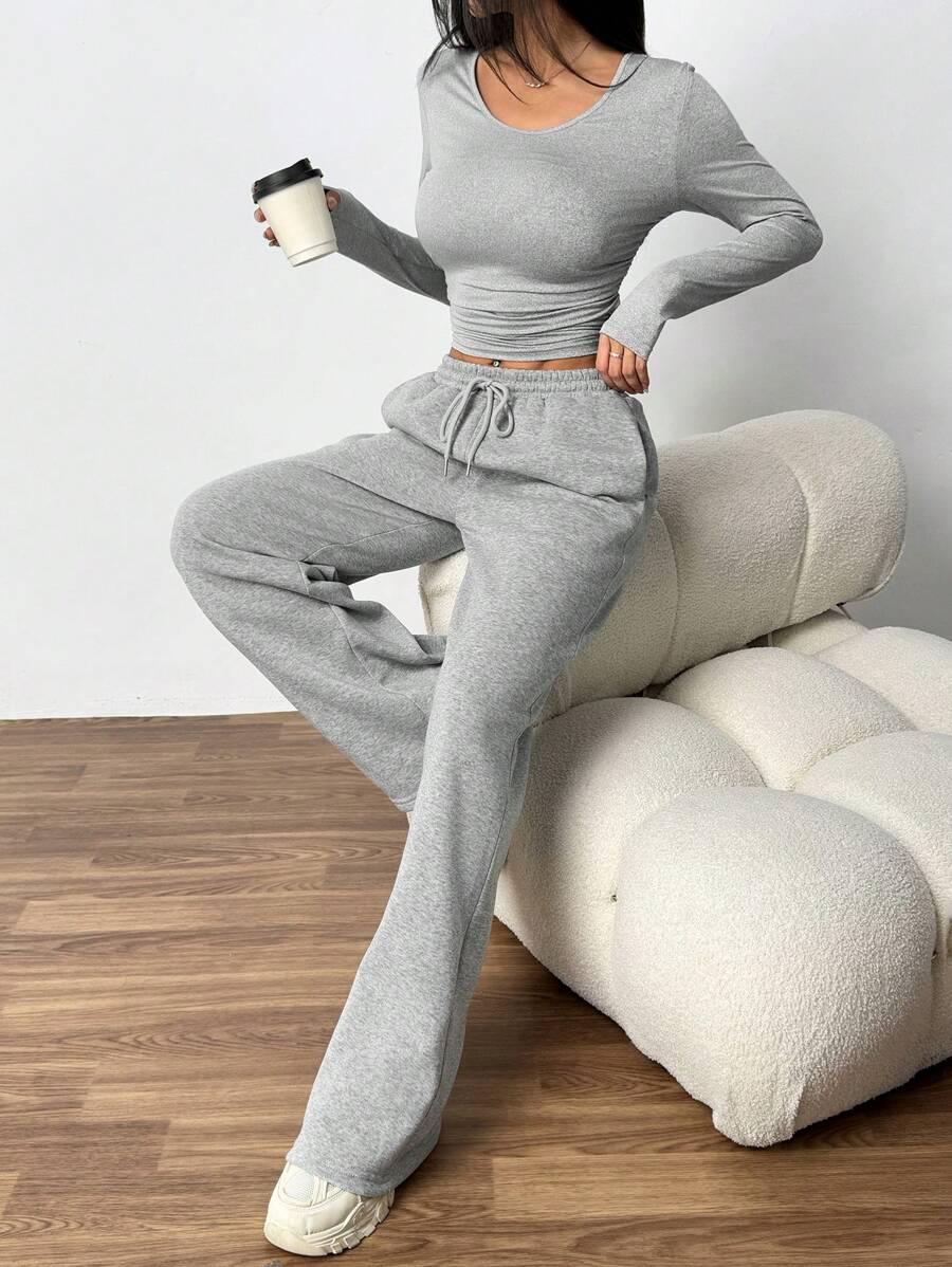 SHEIN SZARA BLUZKA DŁUGI RĘKAW PK01__S