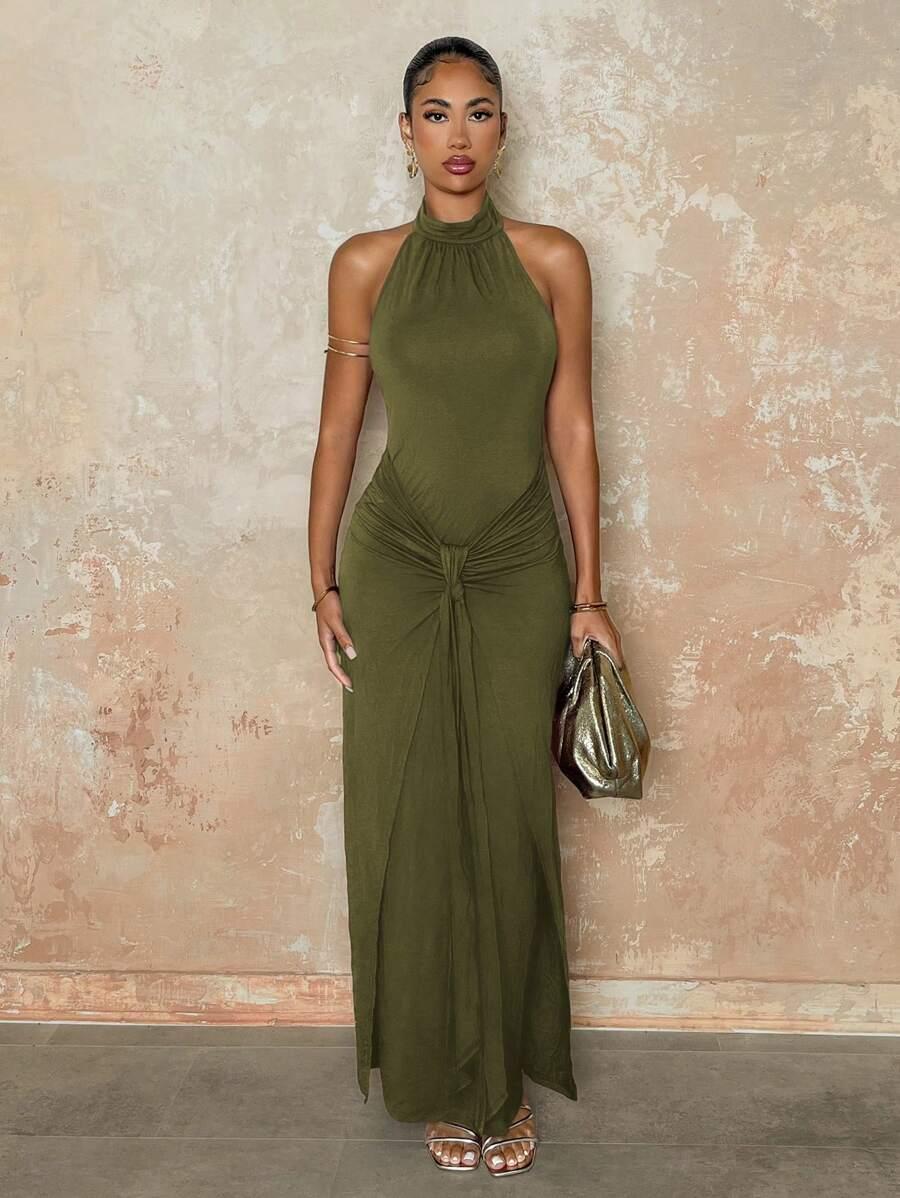 SHEIN ZIELONA MAXI SUKIENKA S06__S