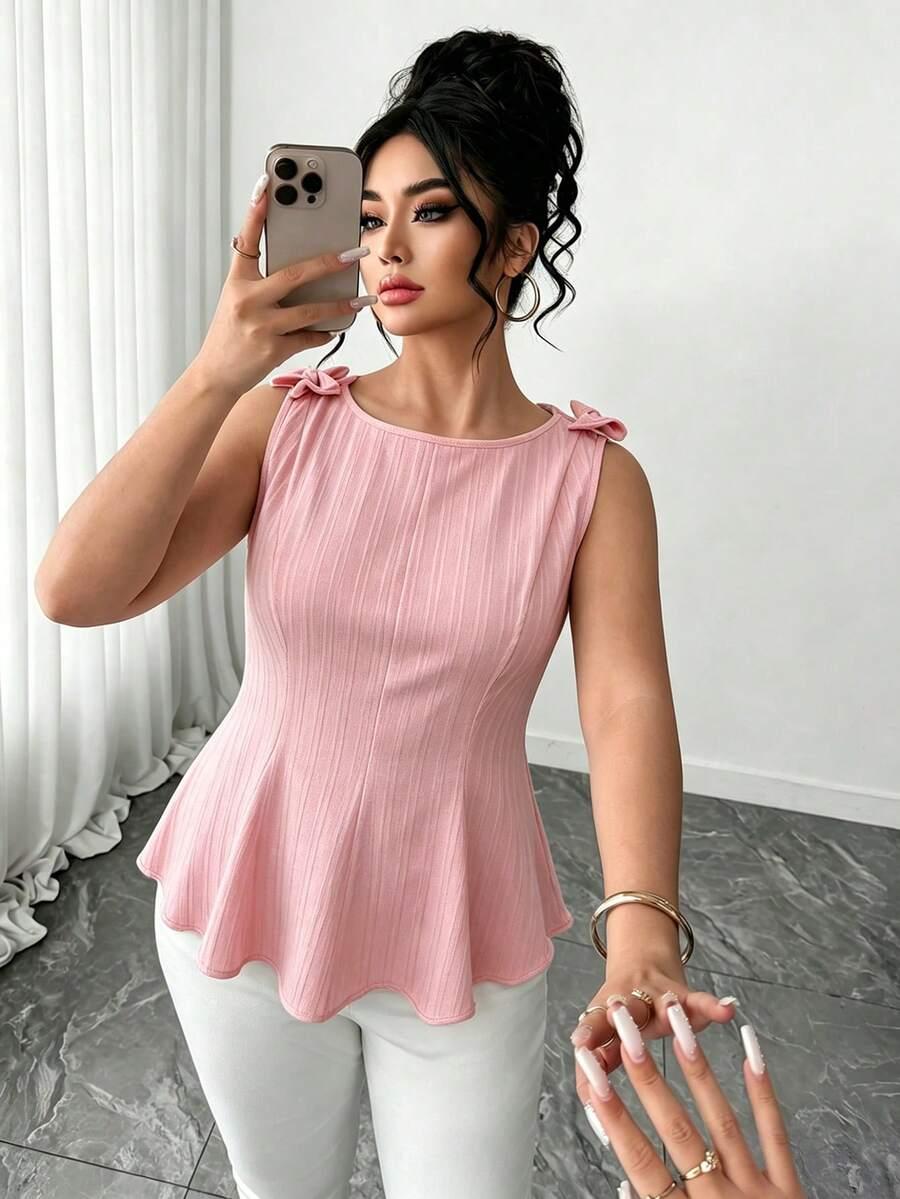 SHEIN RÓŻOWA BLUZKA NA SZEROKICH RAMIĄCZKACH S06__48
