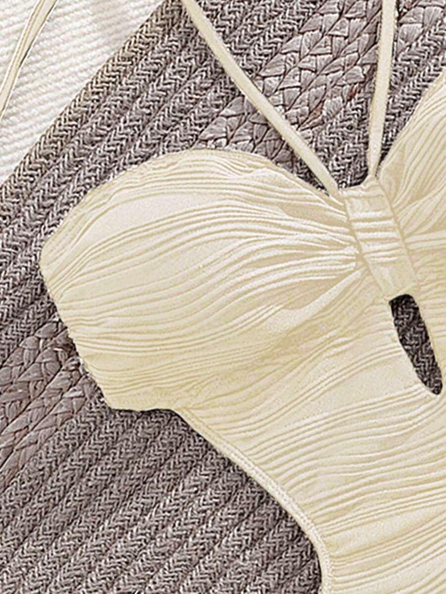 SHEIN KREMOWY JEDNOCZĘŚCIOWY STRÓJ KĄPIELOWY S09__S