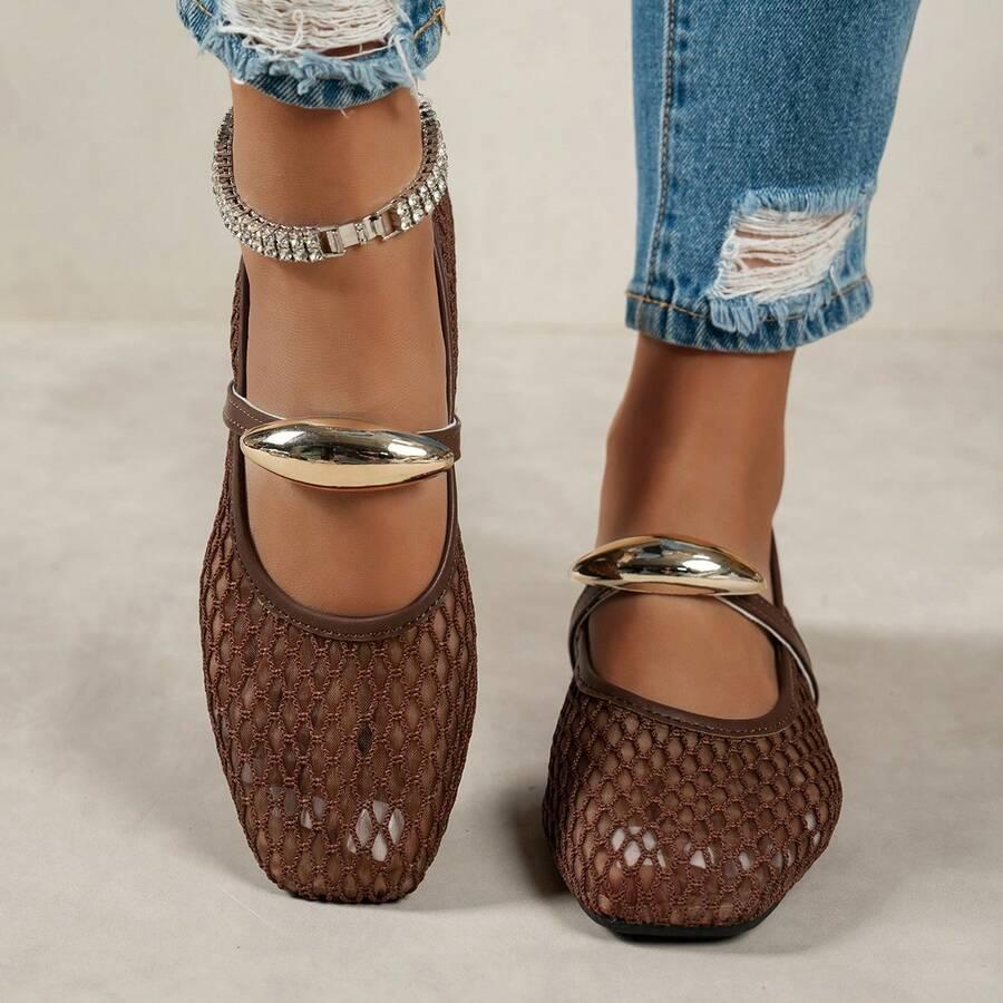 SHEIN BRĄZOWE BALERINY SIATECZKA S06__38