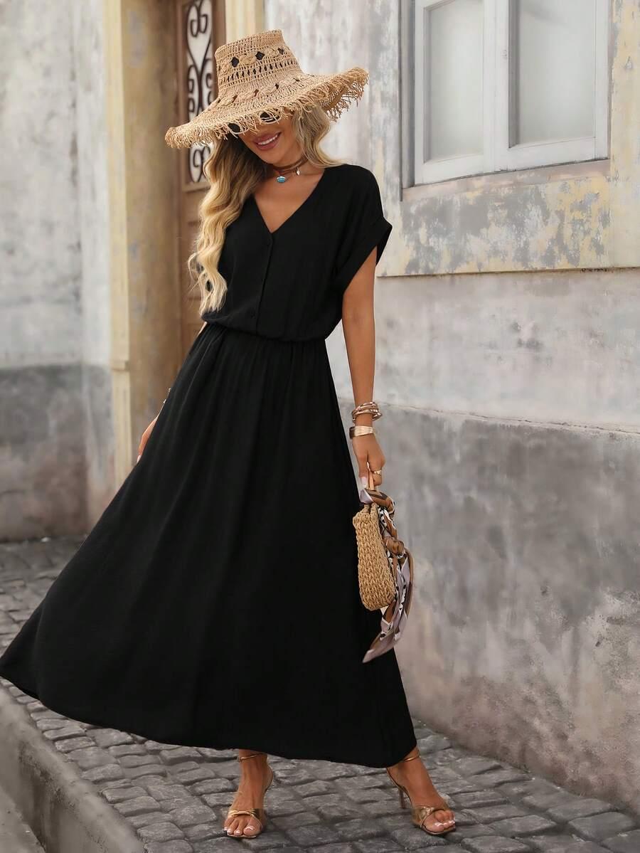 SHEIN CZARNA MAXI SUKIENKA S06__S
