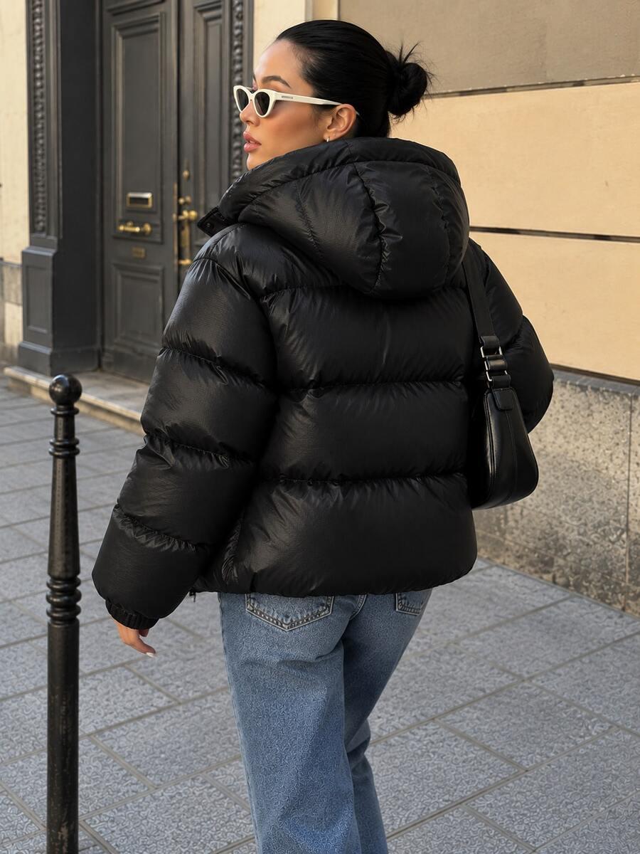 SHEIN CZARNA KURTKA Z KAPTUREM W01__S
