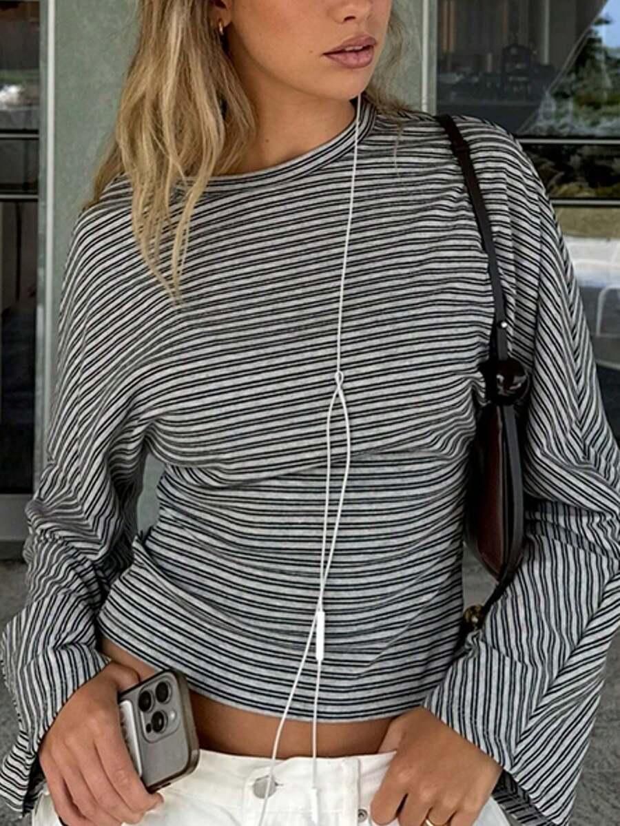 SHEIN BLUZKA W PASKI DŁUGI RĘKAW S06__L