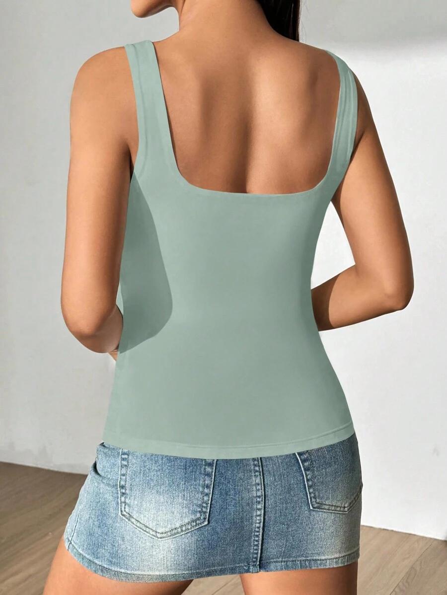 SHEIN ZIELONY GŁADKI TOP PK01__L