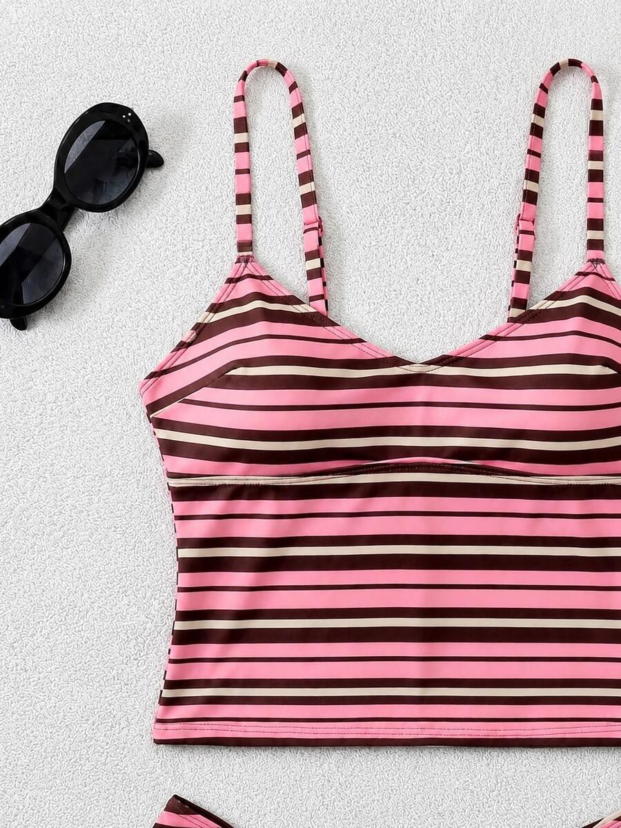 SHEIN DWUCZĘŚCIOWY STRÓJ KĄPIELOWY WZÓR PASKI S09__XS