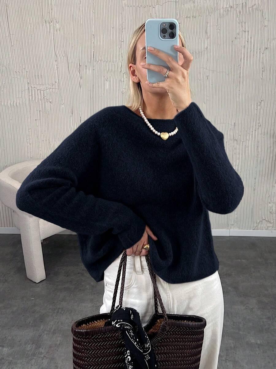 SHEIN GRANATOWY SWETER CASUAL S06__XL