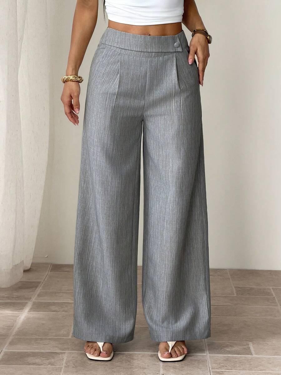 SHEIN SZARE SPODNIE WYSOKI STAN S06__XS