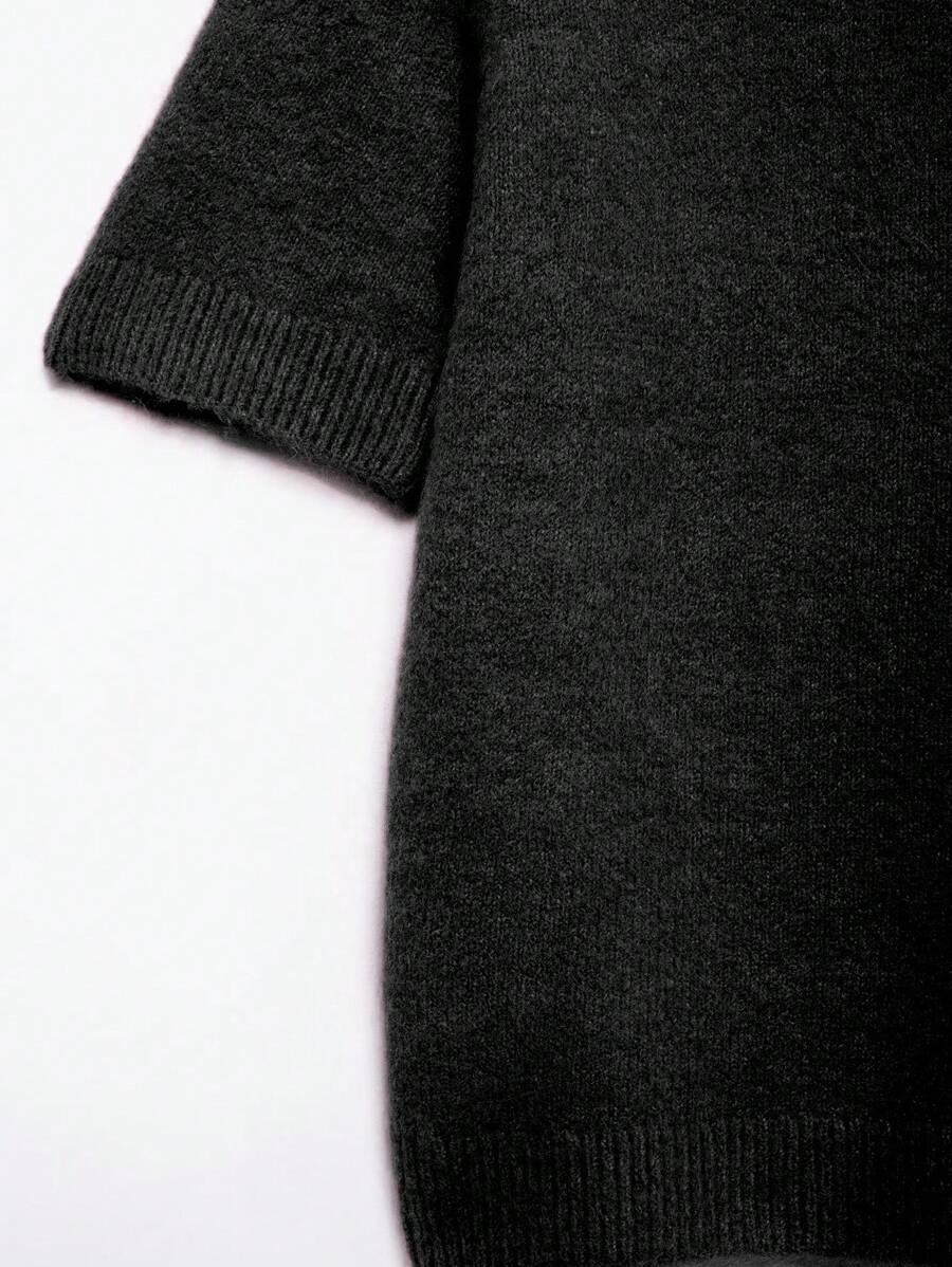 INAWLY CZARNY SWETER KRÓTKI RĘKAW S06__XS