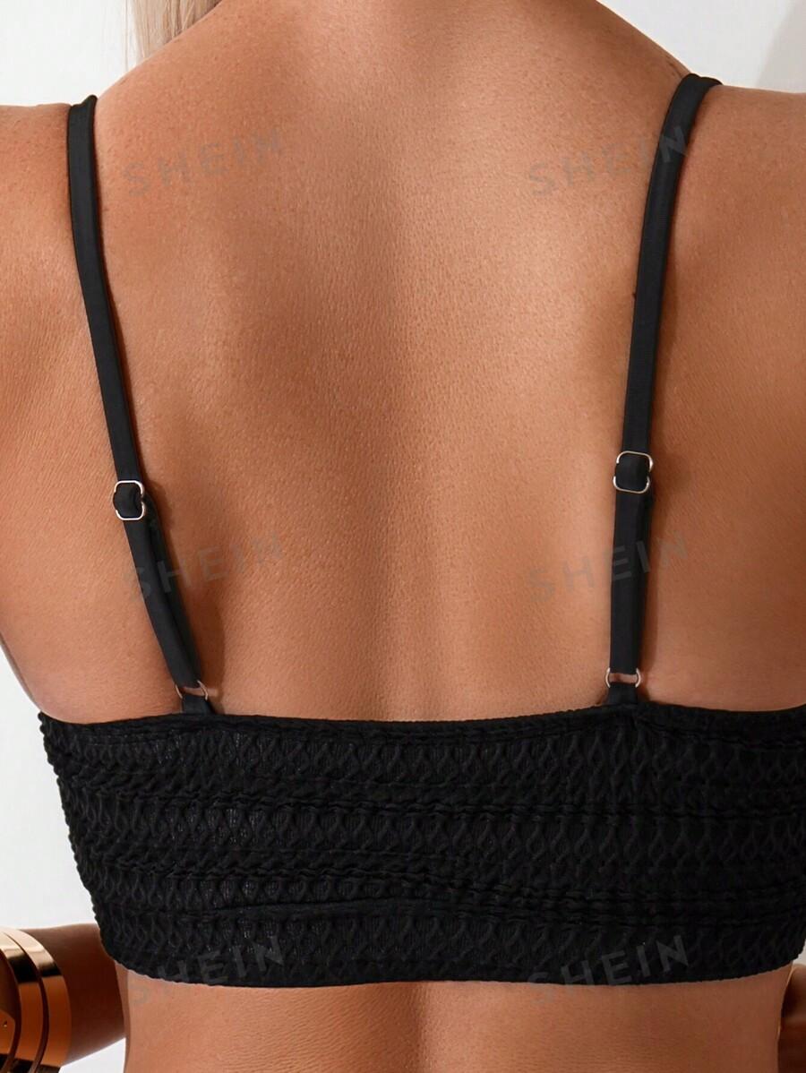 SHEIN CZARNY STRÓJ KĄPIELOWY KOMPLET TEKSTURA S09__XXL