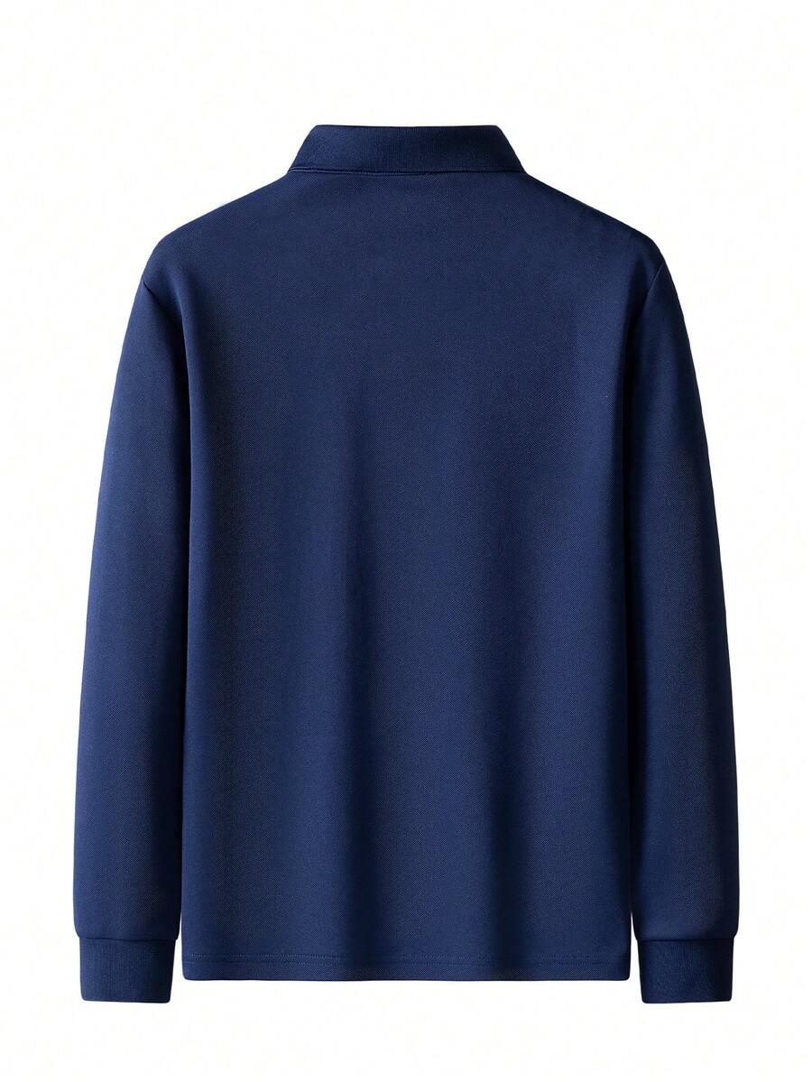 SHEIN NIEBIESKA KOSZULKA POLO DŁUGI RĘKAW S06__XXL