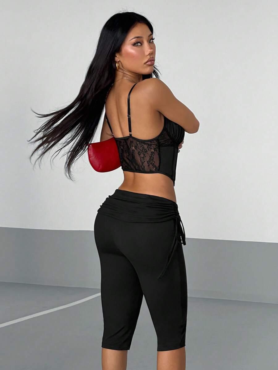 SHEIN CZARNE LEGGINSY NISKI STAN S06__L