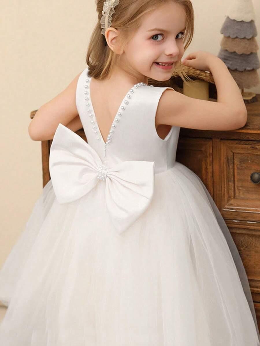 SHEIN BIAŁA SUKIENKA ZDOBIENIE TIUL S06__104-110