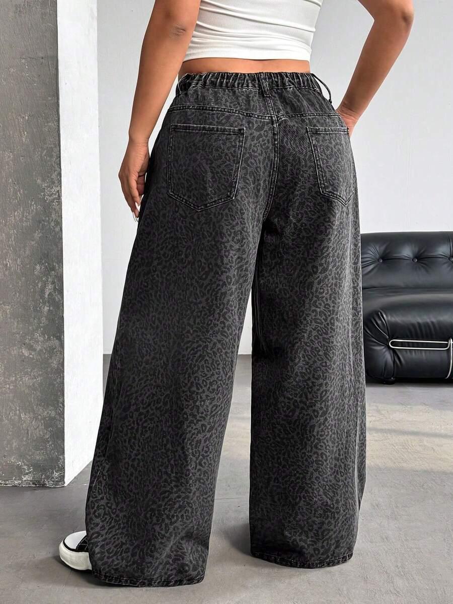 SHEIN SPODNIE JEANS ANIMAL PRINT S06__54
