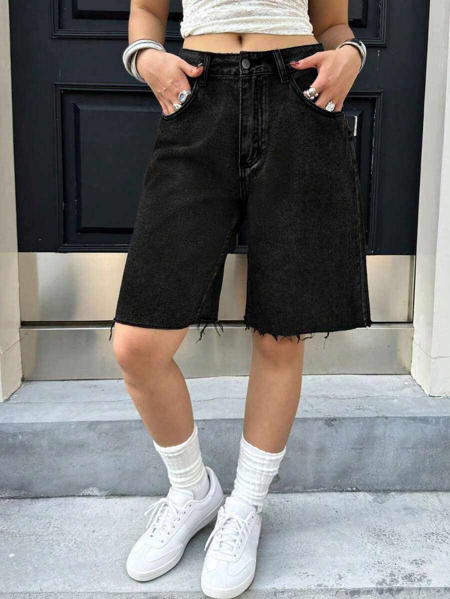 SHEIN CZARNE SPODENKI JEANS S06__XL