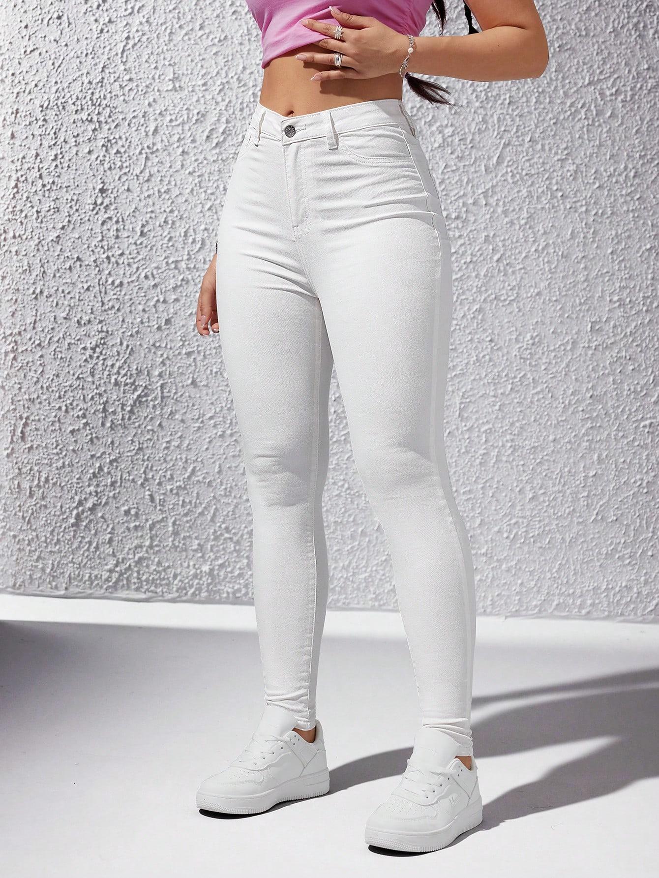 SHEIN BIAŁE JEANSY RURKI S06__L