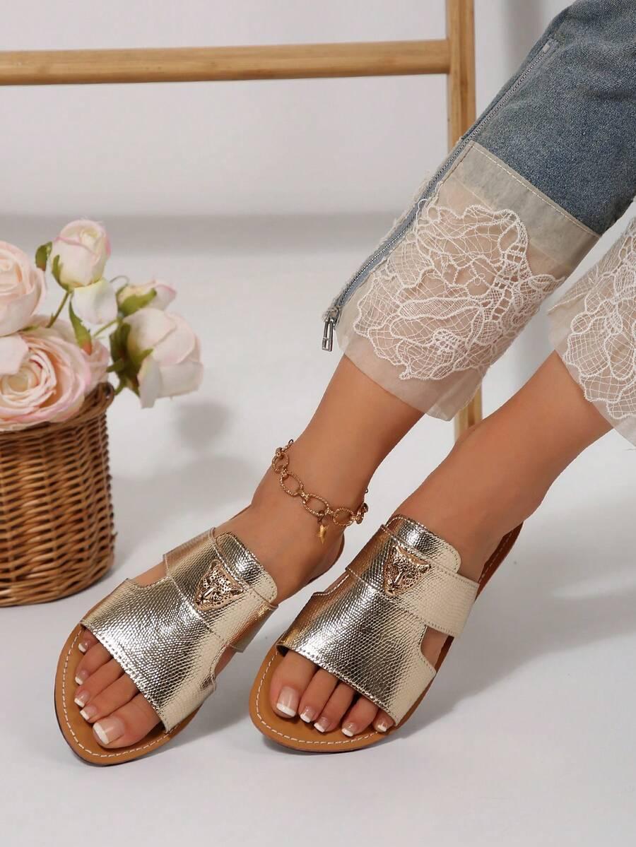 SHEIN ZŁOTE KLAPKI ZDOBIENIE S06__37,5