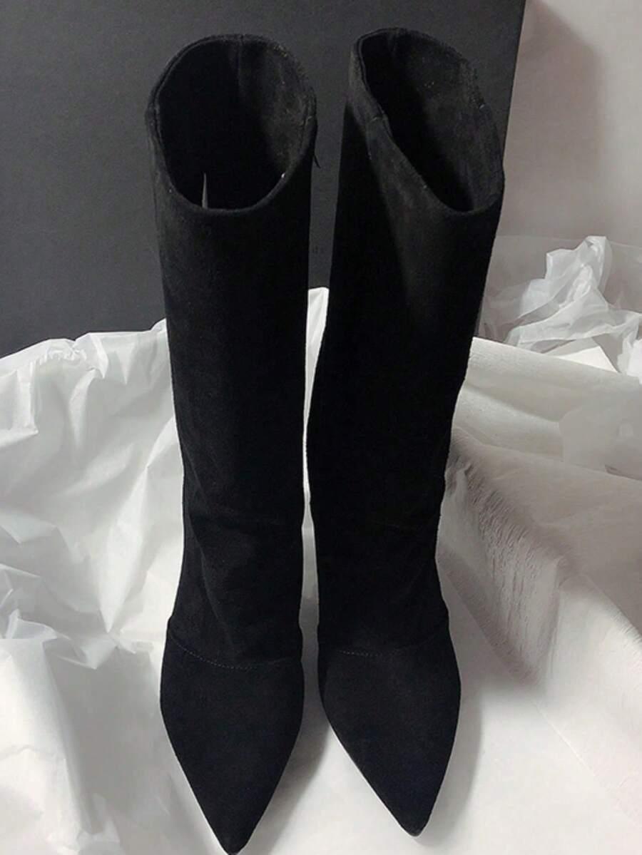 SHEIN CZARNE KOZAKI IMITACJA ZAMSZU W01__38