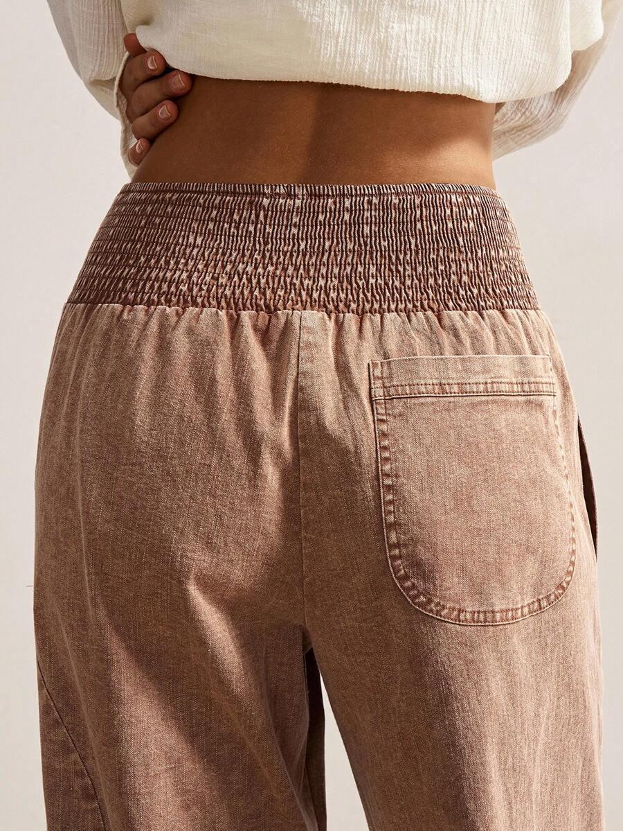 SHEIN BRĄZOWE SPODNIE PROSTA NOGAWKA S06__46