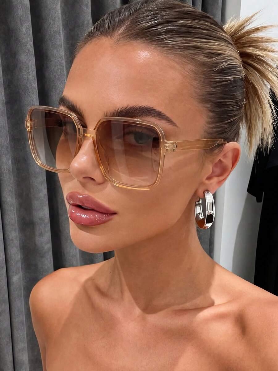 SHEIN BEŻOWE OKULARY PRZECIWSŁONECZNE S07