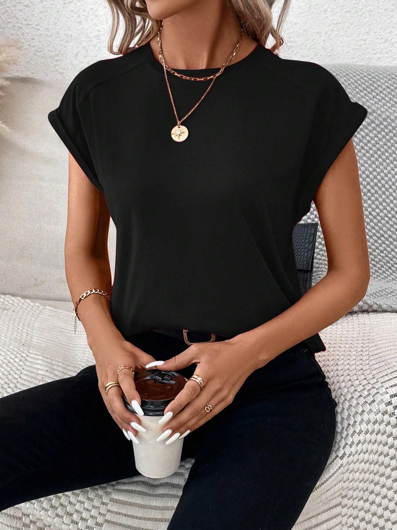 SHEIN CZARNY T-SHIRT BASIC S06__XL