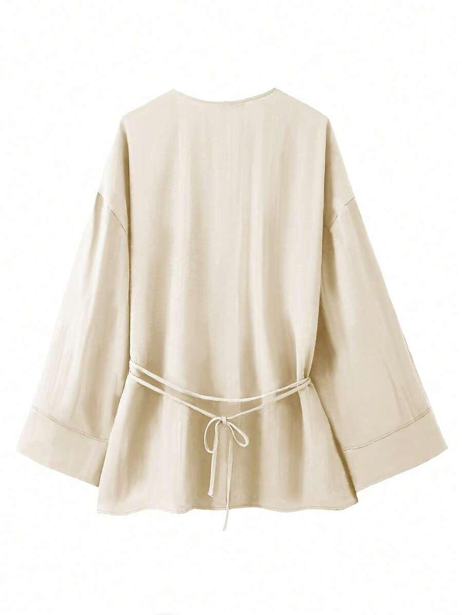 SHEIN BLUZKA KOPERTOWY DEKOLT WIĄZANIE PK01__M