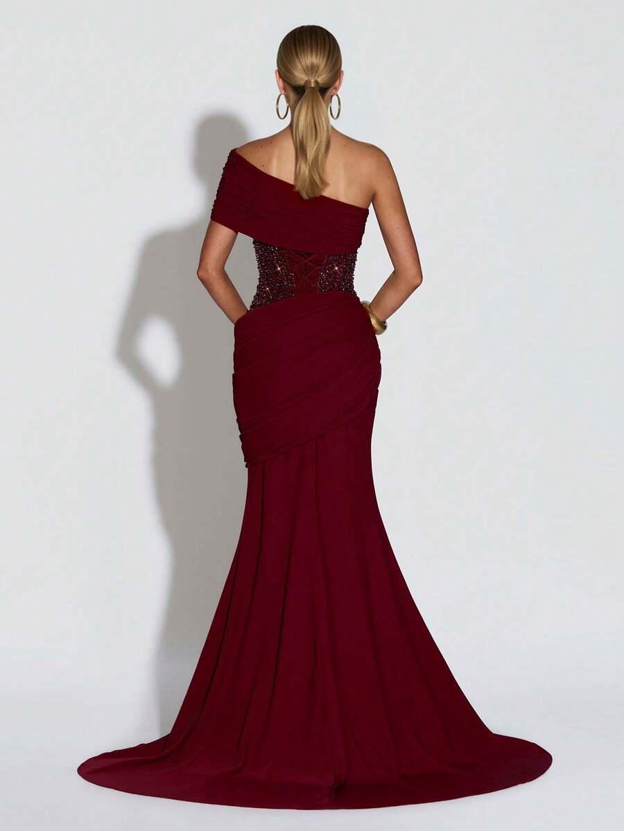 SHEIN BORDOWA MAXI SUKIENKA S06__S