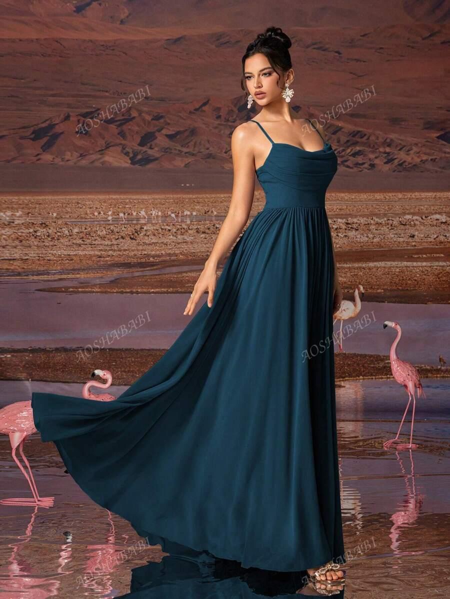 SHEIN MAXI SUKIENKA NA RAMIĄCZKACH S06__M