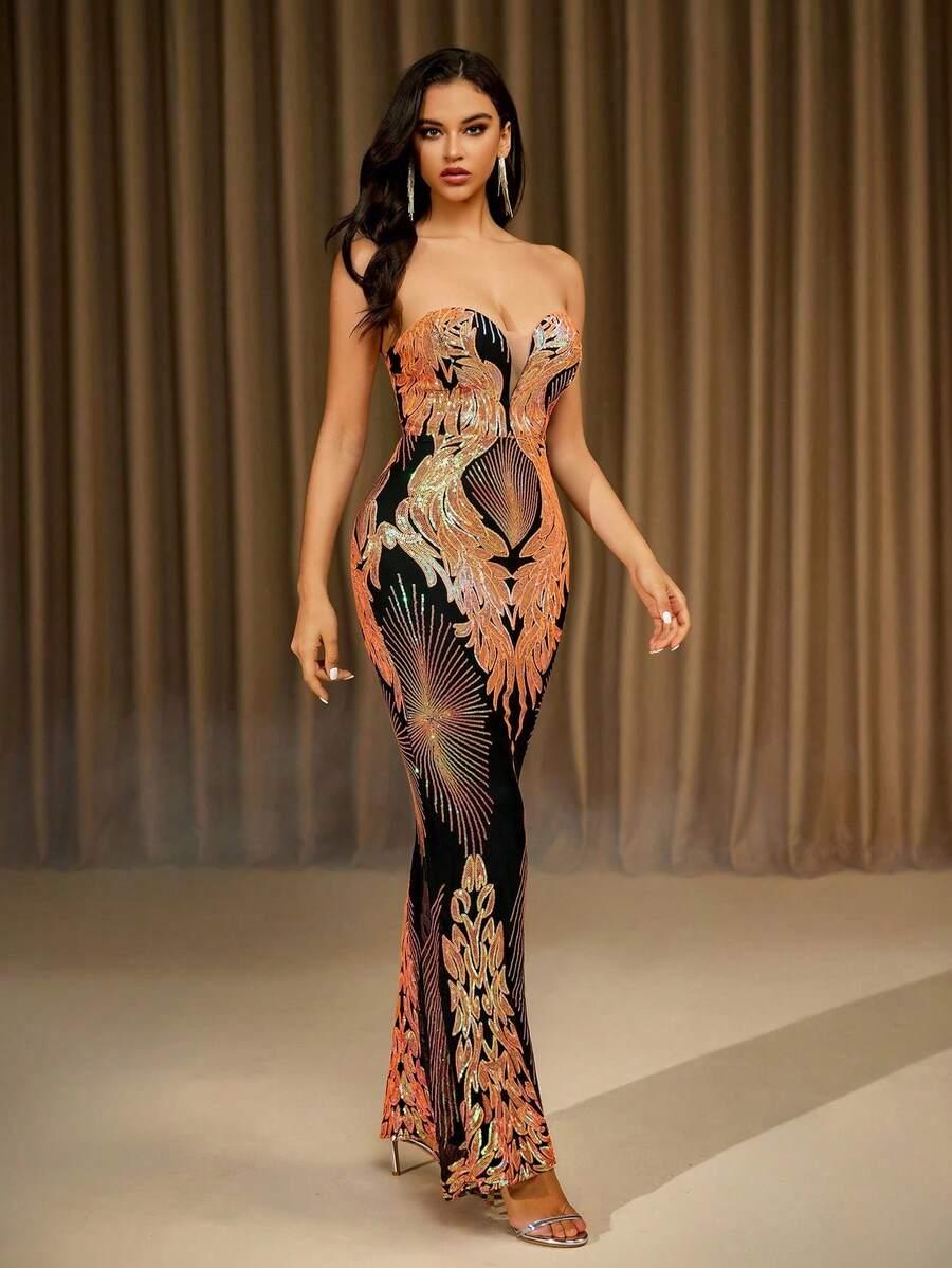 SHEIN MAXI SUKIENKA CEKINY S06__M