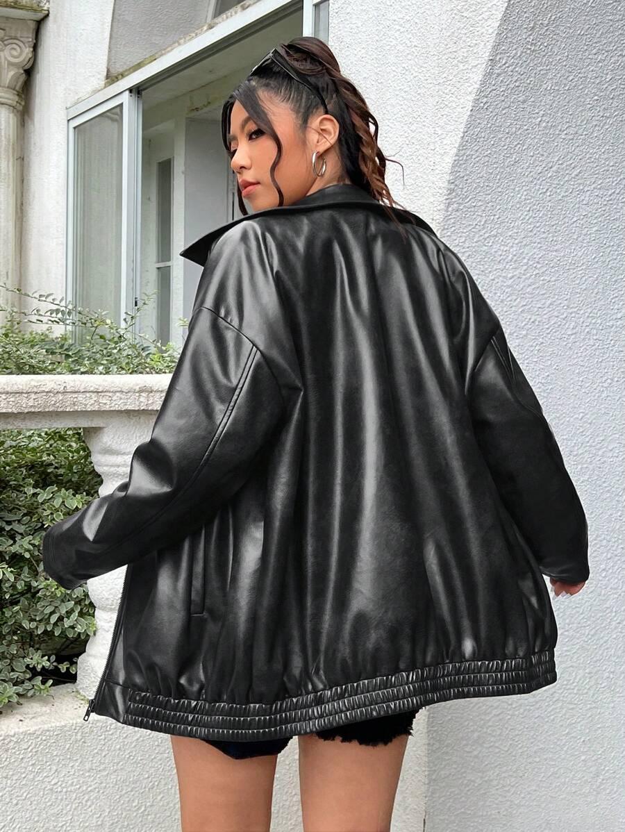 SHEIN CZARNA KURTKA BOMBER KIESZENIE S06__52