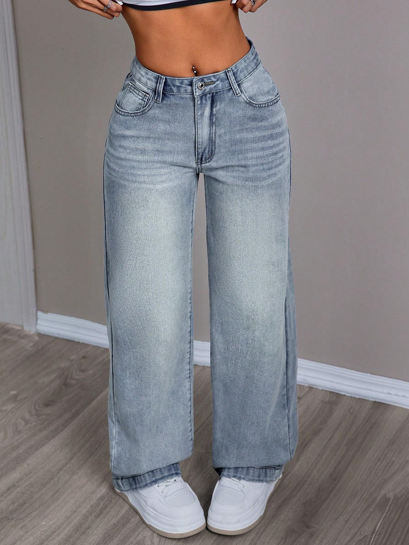SHEIN SPODNIE JEANS PROSTA NOGAWKA S06__S