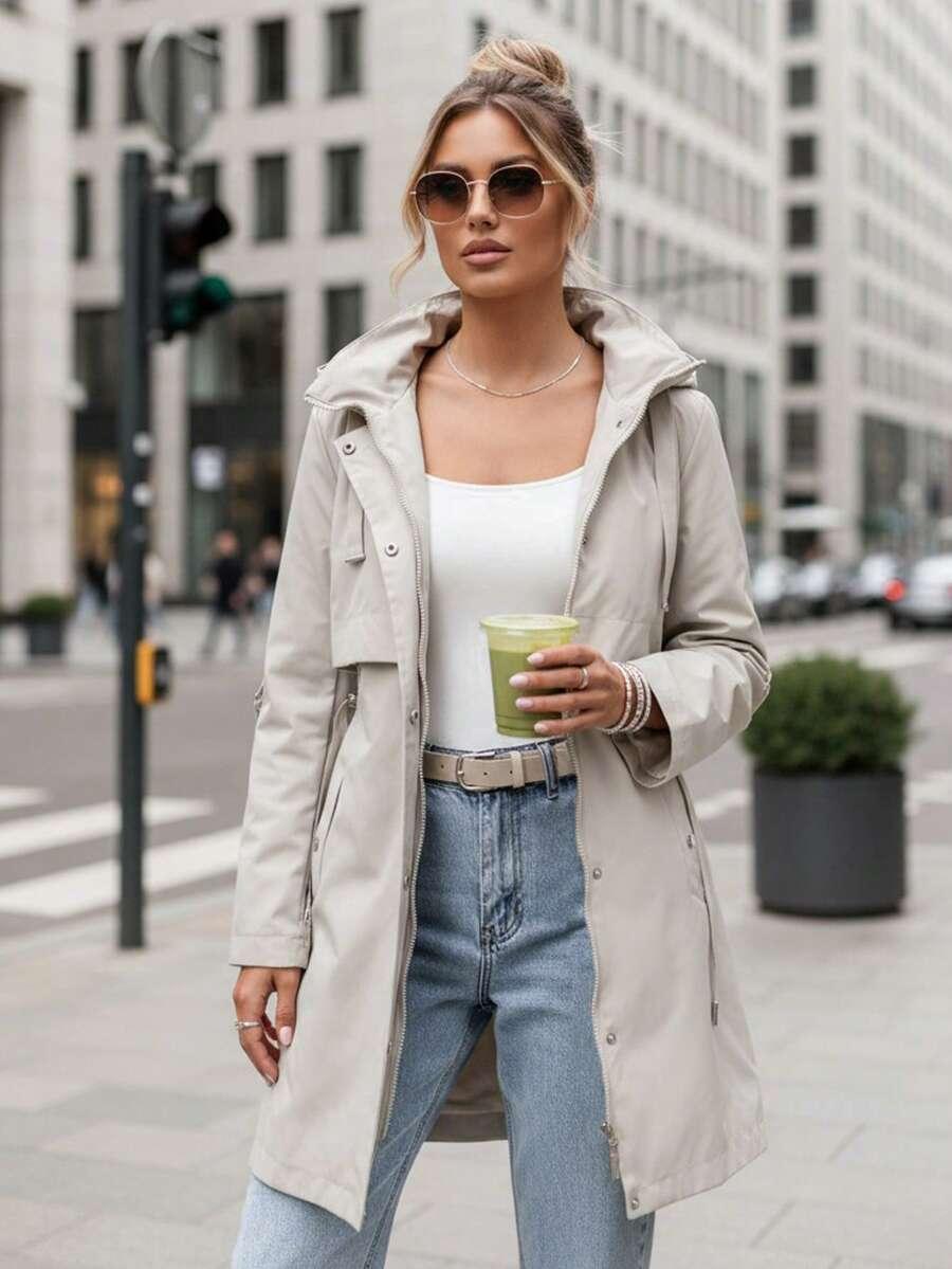 SHEIN BEŻOWA KURTKA ZAMEK S06__XXL