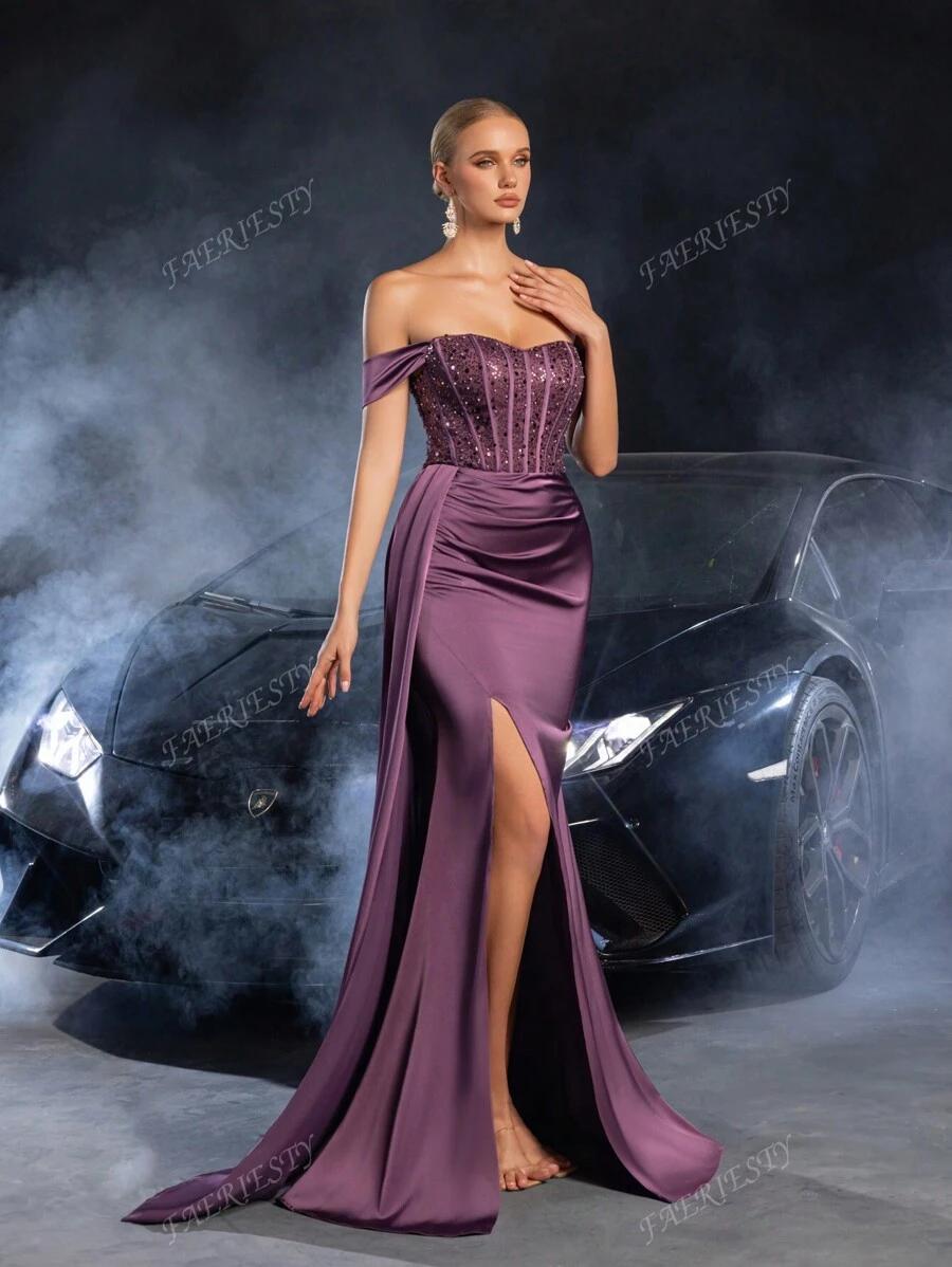 FAERIESTY FIOLETOWA MAXI SUKIENKA CEKINY S06__S